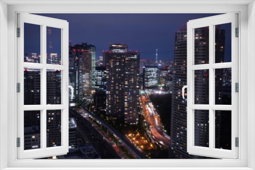 Fototapeta Naklejka Na Ścianę Okno 3D - Cityscape of Tokyo city skyline at night in Japan