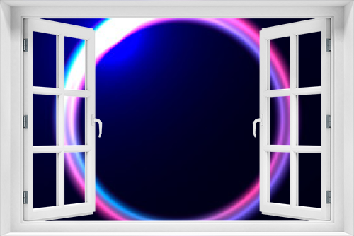 Fototapeta Naklejka Na Ścianę Okno 3D - Neon lighting round frame. Abstract background. Vector stock illustration for poster