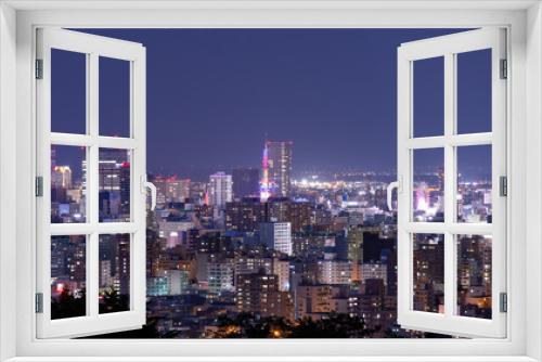 Fototapeta Naklejka Na Ścianę Okno 3D - 札幌市　旭山記念公園からの美しい夜景