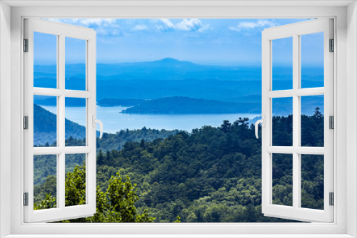 Fototapeta Naklejka Na Ścianę Okno 3D - Mountains, Lake, scenic, beauty, water, summer, green, blue, relaxing, calming,  pleasing