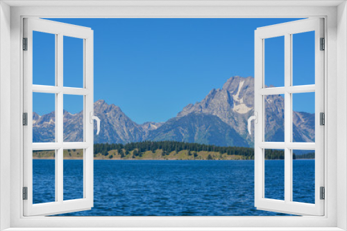 Beautiful Jackson Lake below the Teton Mountains in the Grand Teton National Park, Wyoming