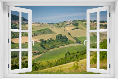 Fototapeta Naklejka Na Ścianę Okno 3D - Panorama of Republic of San Marino and Italy from Monte Titano, City of San Marino. City of San Marino is capital city of Republic of San Marino located on Italian peninsula, near Adriatic Sea.