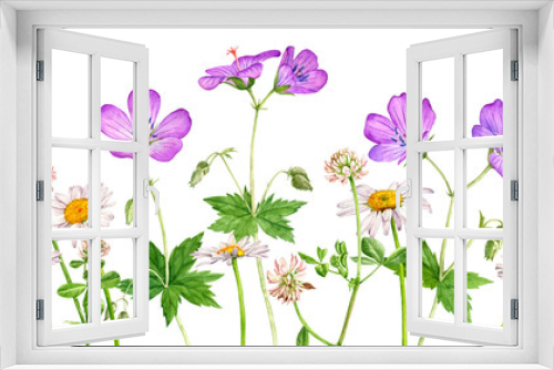 Fototapeta Naklejka Na Ścianę Okno 3D - watercolor drawing flowers