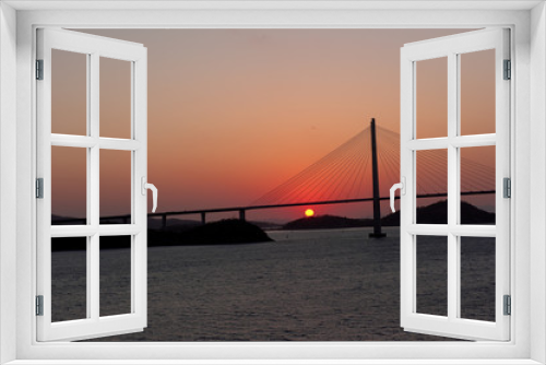 Fototapeta Naklejka Na Ścianę Okno 3D - Wonderful sunset night view of the grand bridge