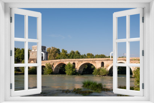 Fototapeta Naklejka Na Ścianę Okno 3D - Milvian Bridge on river Tiber in Rome, Italy