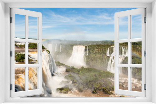 Fototapeta Naklejka Na Ścianę Okno 3D - vista desde lo alto de las cataratas del iguazu, arcoiris incluido