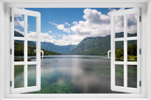 Fototapeta Naklejka Na Ścianę Okno 3D - the beautiful lake Bohinj in Slovenia with the mountains in the back