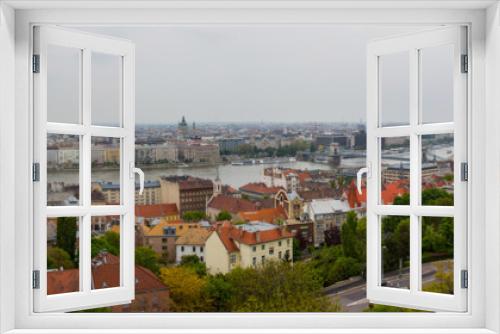 Fototapeta Naklejka Na Ścianę Okno 3D - Panoramic view of the roofs of the Old Town of Budapest from a high point. Hungary