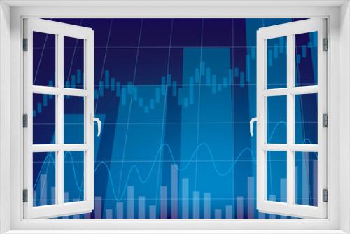 Fototapeta Naklejka Na Ścianę Okno 3D - Financial business concept, vector background with abstract economic charts, blue gradient, space for text.