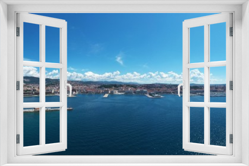 Fototapeta Naklejka Na Ścianę Okno 3D - Panoramic view from above on Trieste sea port and city	