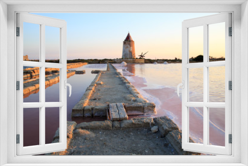 Fototapeta Naklejka Na Ścianę Okno 3D - Antiche saline in disuso sull'Isola Lunga (Marsala). 
