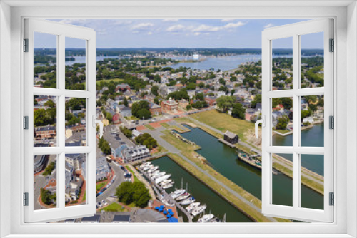Fototapeta Naklejka Na Ścianę Okno 3D - Aerial view of Custom House in Salem Maritime National Historic Site in city of Salem, Massachusetts MA, USA. 