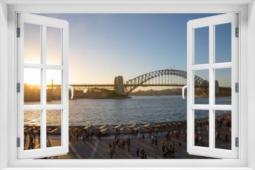 Fototapeta Naklejka Na Ścianę Okno 3D - Sunset next to Sydney Harbour Bridge and waterfront in Australia