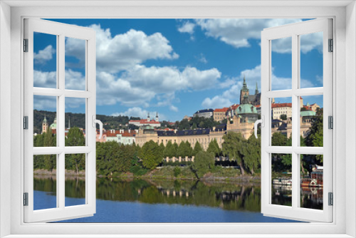 Fototapeta Naklejka Na Ścianę Okno 3D - Old town and Prague Castle Vltava riverside cityscape Czech republic