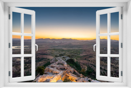 Panoramic view of landscape in Takrouna at sunset. Tunisia, North Africa