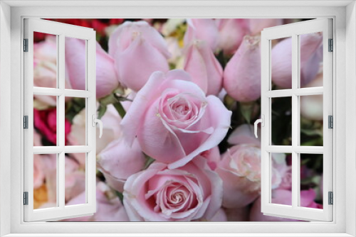 Fototapeta Naklejka Na Ścianę Okno 3D - pink roses bouquet for valentines day in Asia. romantic gift for girlfriend.