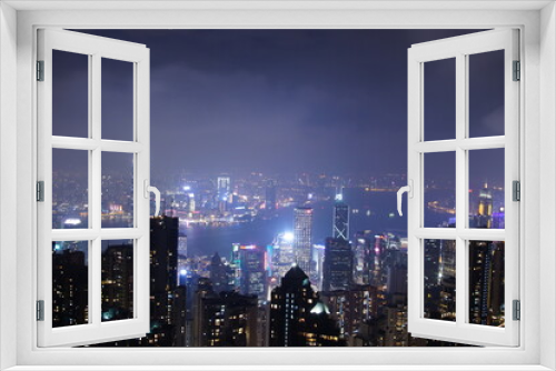 Fototapeta Naklejka Na Ścianę Okno 3D - Night cityscape of Hong Kong from Victoria peak