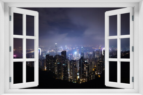 Fototapeta Naklejka Na Ścianę Okno 3D - View of Victoria Harbour in Hong Kong from the Peak