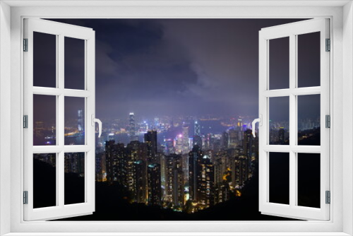 Fototapeta Naklejka Na Ścianę Okno 3D - View of Victoria Harbour in Hong Kong from the Peak