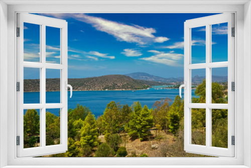 Fototapeta Naklejka Na Ścianę Okno 3D - Beautiful summertime panoramic seascape view in Greece.
