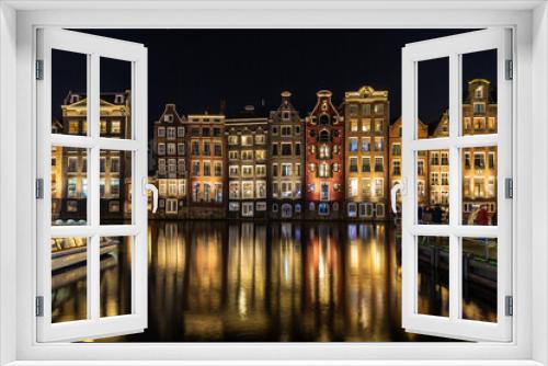 Fototapeta Naklejka Na Ścianę Okno 3D - Amsterdam Rokin by night