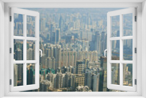 Fototapeta Naklejka Na Ścianę Okno 3D - Guangzhou town view from windows of Canton tower