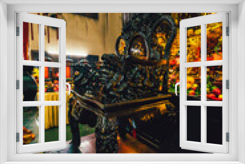 Fototapeta Naklejka Na Ścianę Okno 3D - Interior of Thousand Buddha Temple or Chua Van Phat pagoda in District 5, Ho Chi Minh City, Vietnam near mid-Autumn festival on Aug 31 2020