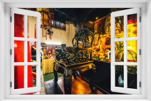 Fototapeta Naklejka Na Ścianę Okno 3D - Interior of Thousand Buddha Temple or Chua Van Phat pagoda in District 5, Ho Chi Minh City, Vietnam near mid-Autumn festival on Aug 31 2020