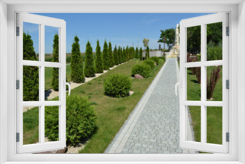 Fototapeta Naklejka Na Ścianę Okno 3D - Design of landscaping in the garden, park, square, recreation area