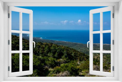 Fototapeta Naklejka Na Ścianę Okno 3D - Cedar-covered hills on the Mediterranean coast on the island of Cyprus.