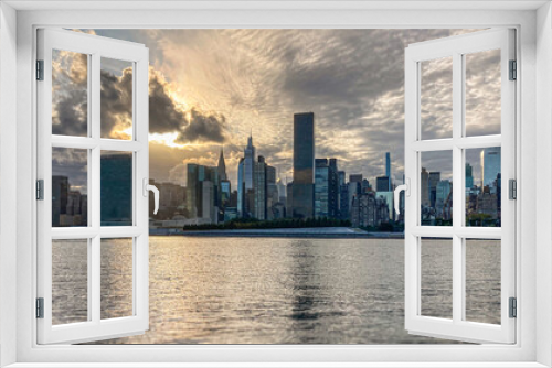 Fototapeta Naklejka Na Ścianę Okno 3D - New York City, at Dusk