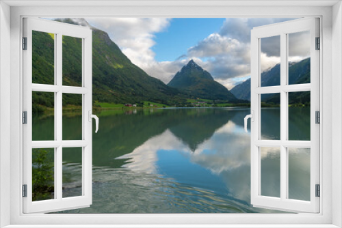 Fototapeta Naklejka Na Ścianę Okno 3D - Gorgeous, mountain lake and fjord scenery along the Gaular River Valley, Sunnfjord, Vestland, Norway