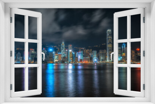 Fototapeta Naklejka Na Ścianę Okno 3D - hong kong skyline at night