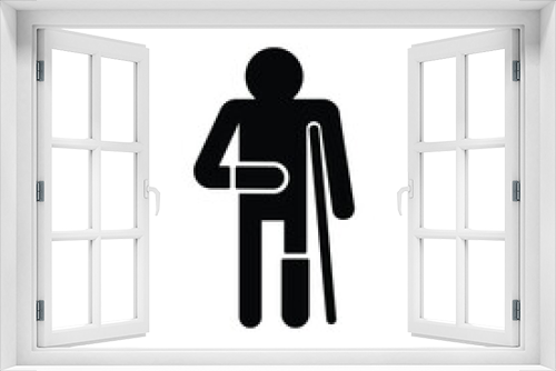 Fototapeta Naklejka Na Ścianę Okno 3D - Broken leg patient icon vector on white background, simple sign and symbol.