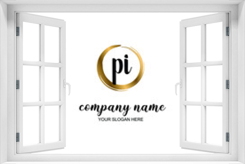 PI Initial handwriting logo template vector