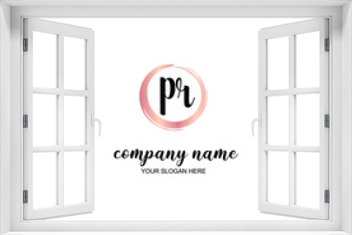 PR Initial handwriting logo template vector