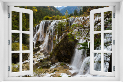 Fototapeta Naklejka Na Ścianę Okno 3D - Pearl Shoal Waterfall in Jiuzhaigou National Park, Sichuan Province, China. UNESCO as a World Heritage Site.