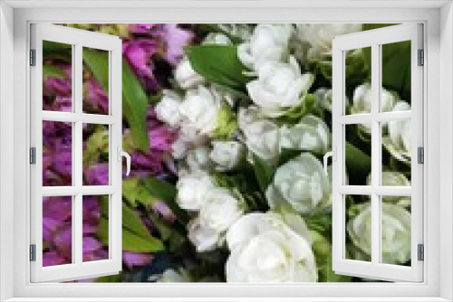 Fototapeta Naklejka Na Ścianę Okno 3D - white roses bouquet