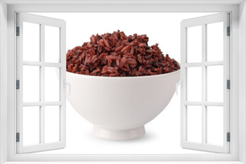 Fototapeta Naklejka Na Ścianę Okno 3D - Rice in a bowl on a white background. full depth of field