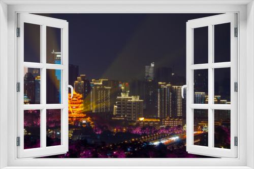 Fototapeta Naklejka Na Ścianę Okno 3D - Wuhan Yangtze River and city night and light show scenery
