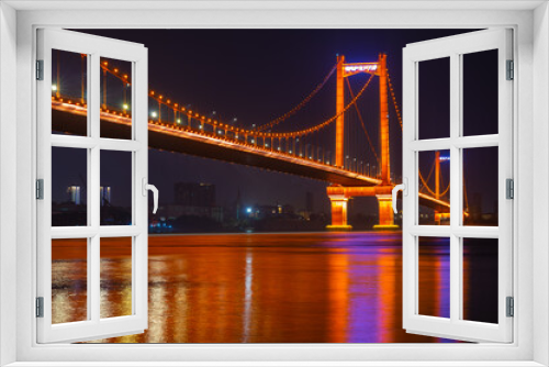 Fototapeta Naklejka Na Ścianę Okno 3D - Wuhan Yangtze River and city night and light show scenery