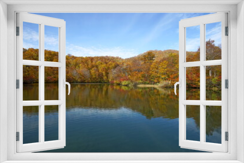 Fototapeta Naklejka Na Ścianę Okno 3D - Autumn landscape. Autumn is a wonderful time of the year, with beautiful colors and a peaceful atmosphere around, Japan