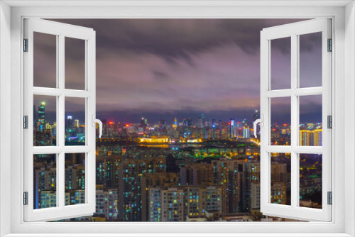 Fototapeta Naklejka Na Ścianę Okno 3D - Wuhan city night skyline scenery in summer, Hubei, China