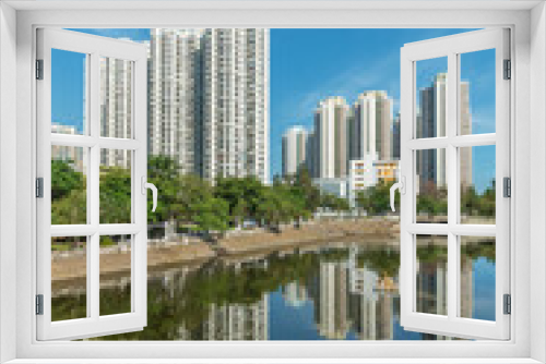 Fototapeta Naklejka Na Ścianę Okno 3D - High rise residential building in Hong Kong city
