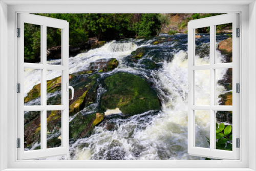 Fototapeta Naklejka Na Ścianę Okno 3D - Waterfall on the Inhulets river in Kryvyi Rih, Ukraine