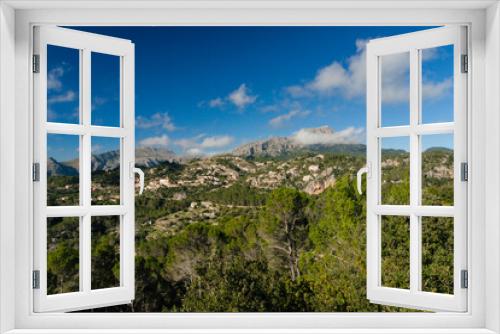 Fototapeta Naklejka Na Ścianę Okno 3D - Puig de Galatzo, 1027 metros y el pueblo de Galilea, Sierra de Tramuntana, Mallorca,Islas Baleares, Spain