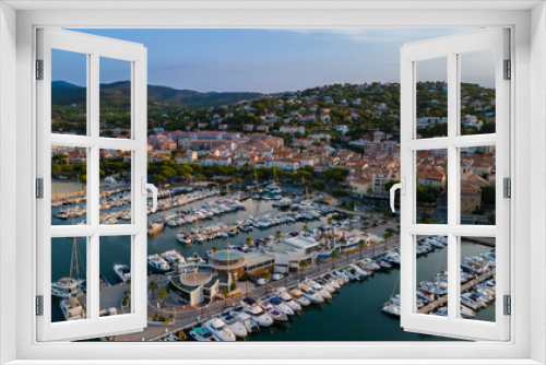 Aerial view of Sainte-Maxime harbour in French Riviera (South of France)