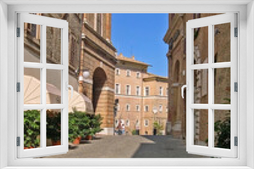 Fototapeta Naklejka Na Ścianę Okno 3D - Italy, Marche, Macerata, downtown medieval street.