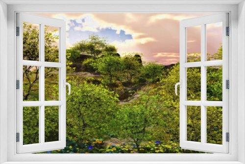 Fototapeta Naklejka Na Ścianę Okno 3D - landscape with trees