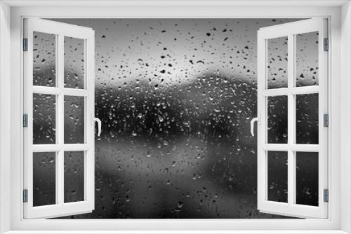 Fototapeta Naklejka Na Ścianę Okno 3D - Water drops on window after heavy rain as texture or background